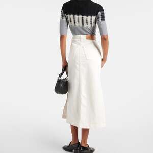 NEW! High-rise denim midi skirt in white - 7 For All Mankind. 2 side slits